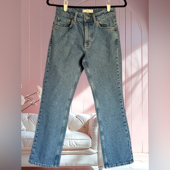 MNG Cropped High Rise Blue Jeans Size 3 - Picture 1 of 5